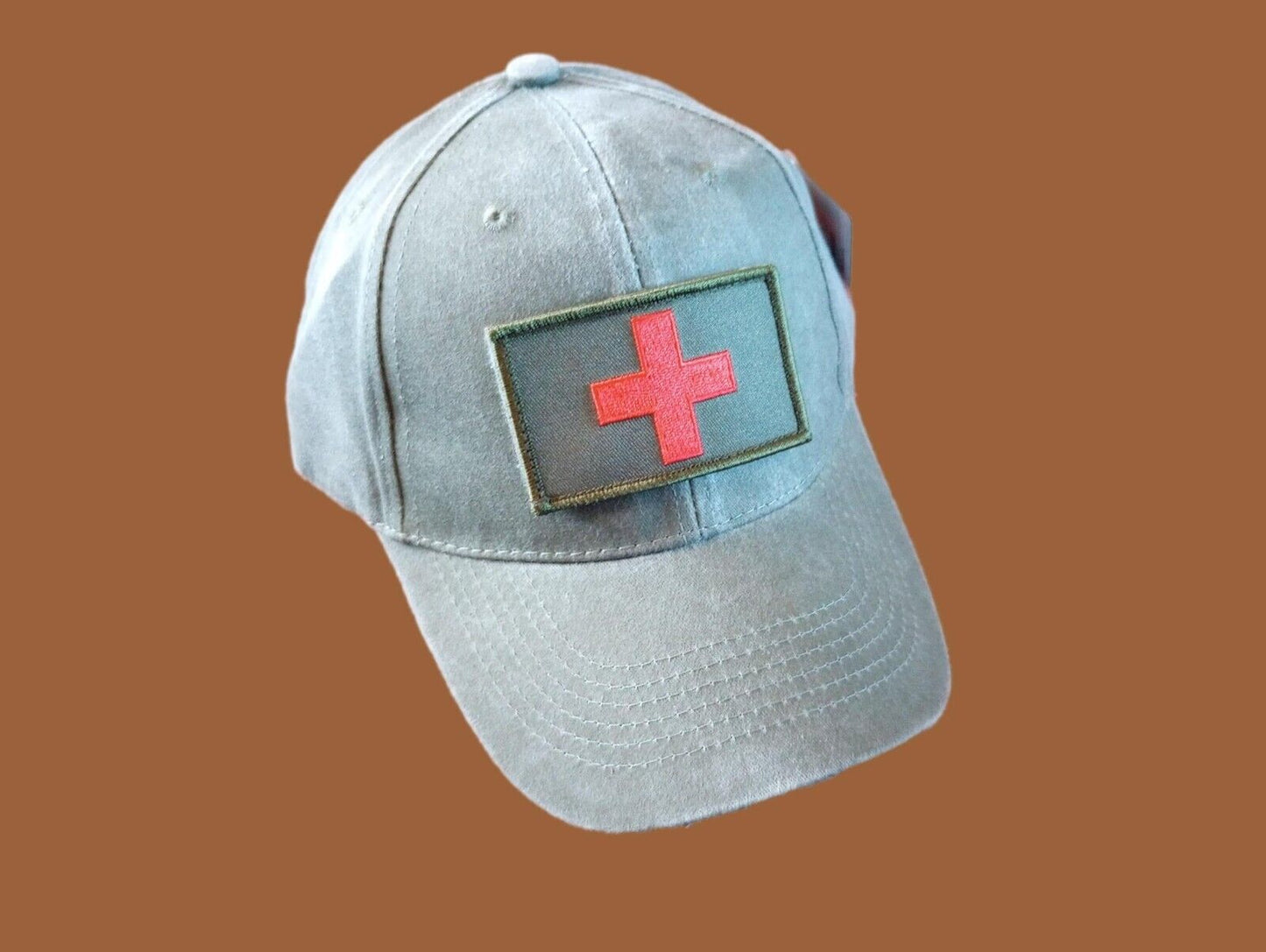 MEDIC RED CROSS MILITARY HAT OD GREEN MASH BASEBALL CAP H&L PATCH