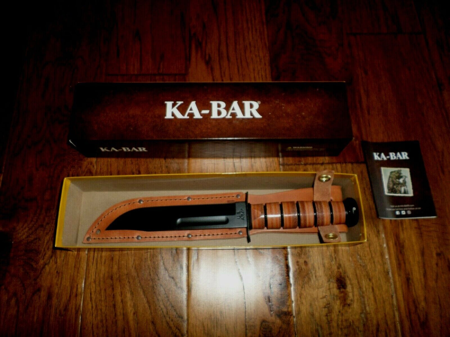 U.S MILITARY ARMY KA-BAR KNIFE & LEATHER SHEATH KABAR FULL SIZE COMBAT KNIFE