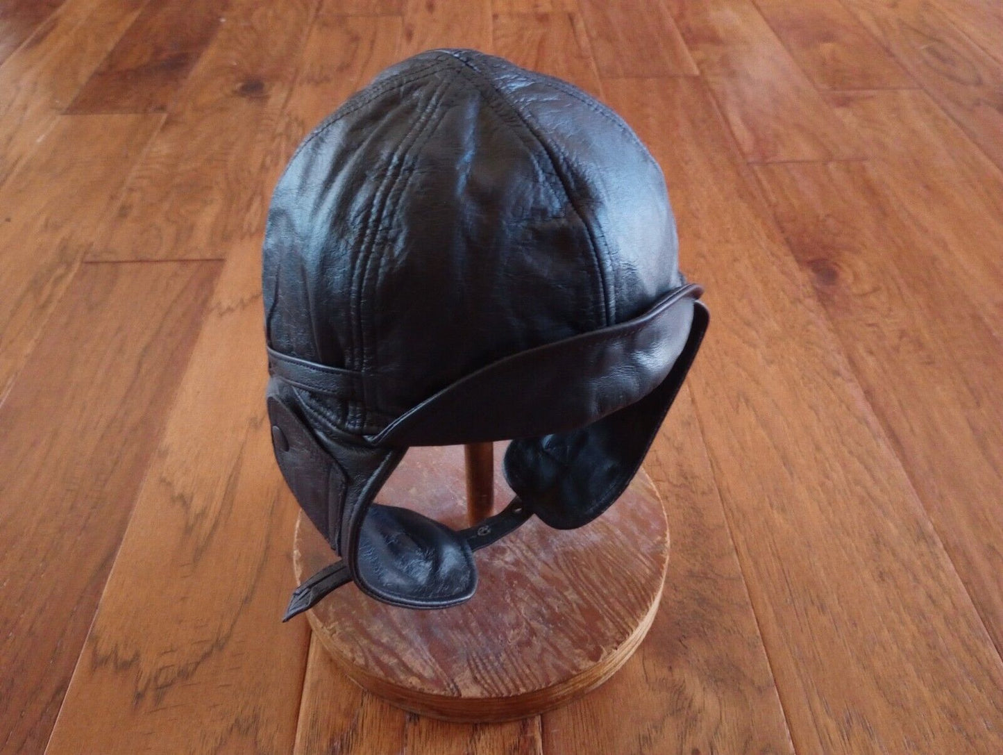 LEATHER AVIATOR HELMET CAP WWII GERMAN BLACK NEW REPRODUCTION X-LARGE