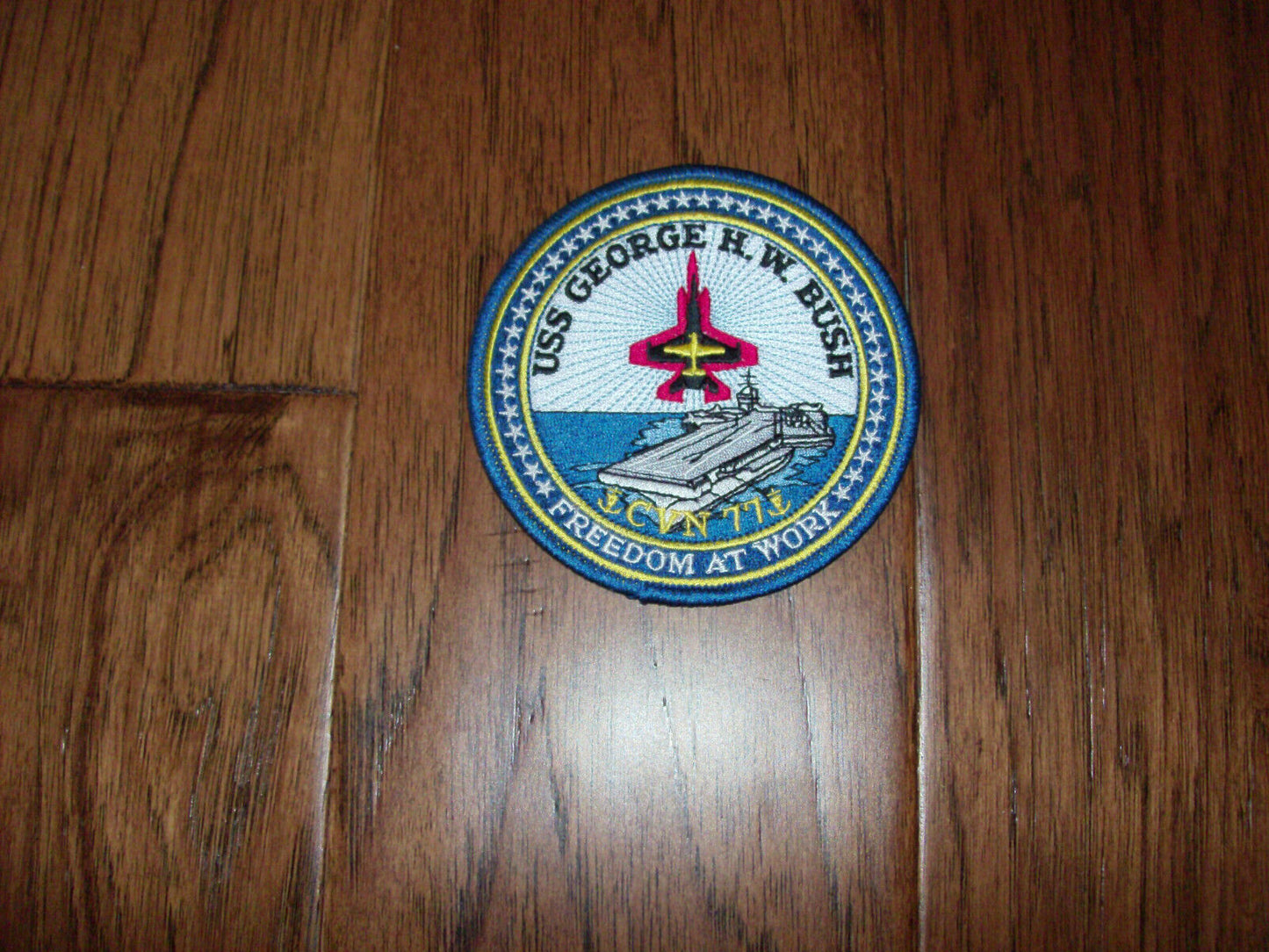 U.S MILITARY NAVY PATCH USS GEORGE H.W. BUSH CVN-77 CARRIER SHIP 4" X 4"