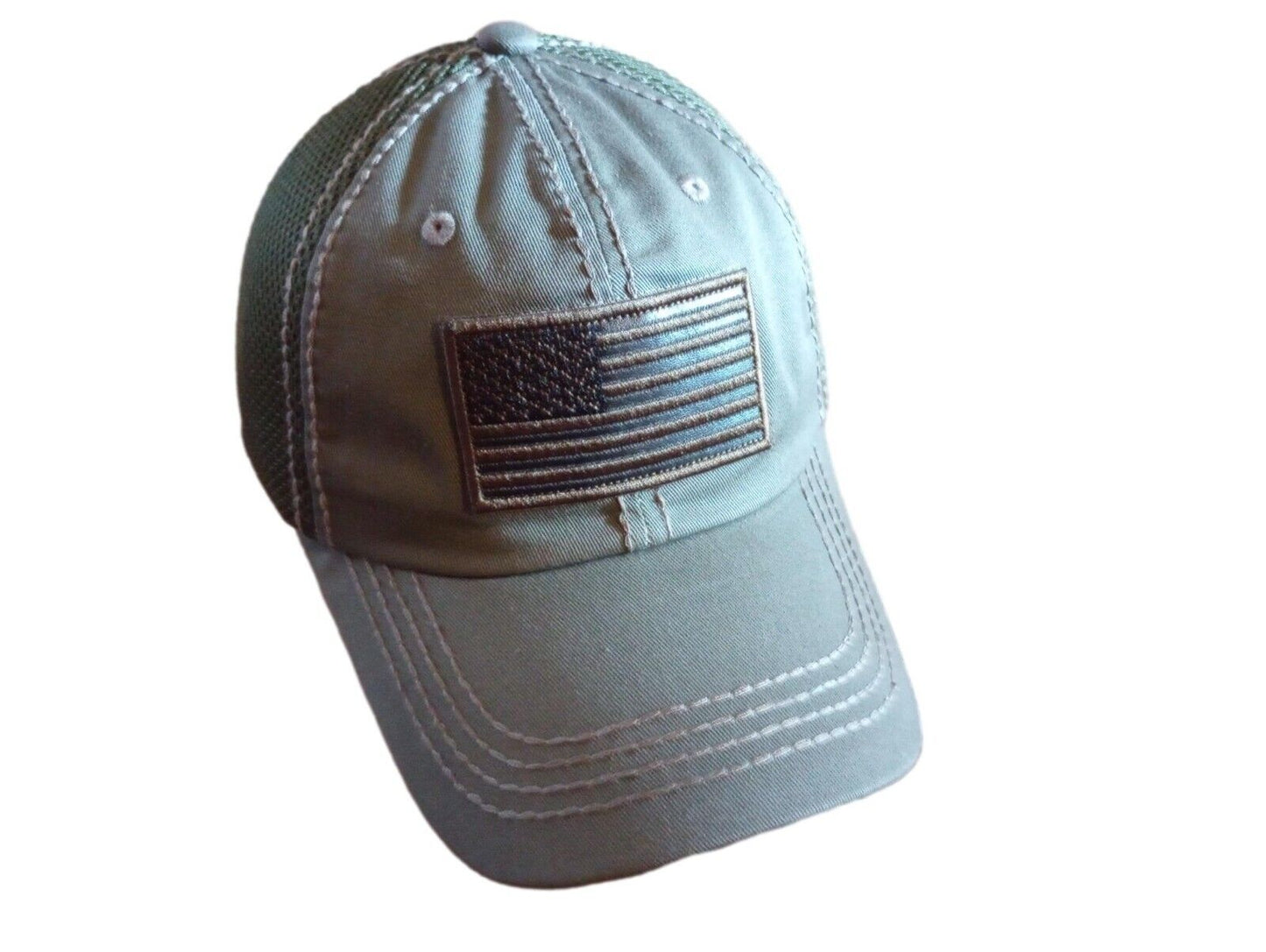 U.S American Flag Hat Cap Cotton Mesh Back OD Green Baseball Cap