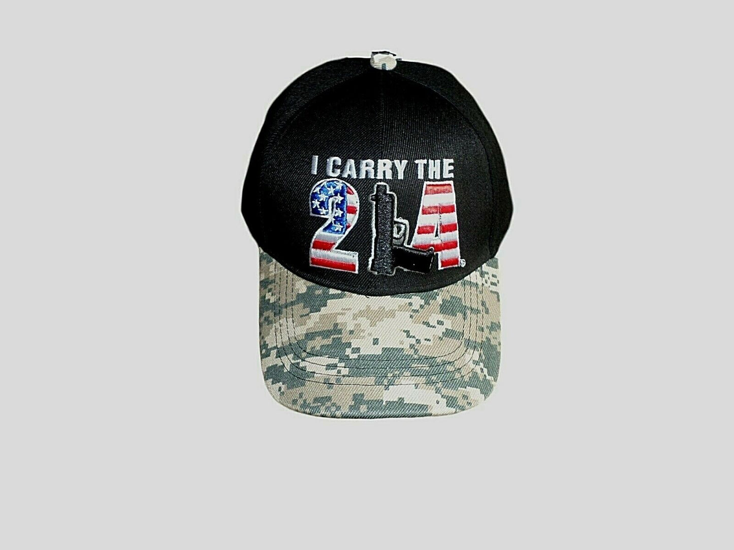 I CARRY THE 2nd AMENDMENT 6 PANEL CAP EMBROIDERED HAT DIGITAL CAMOUFLAGE BILL