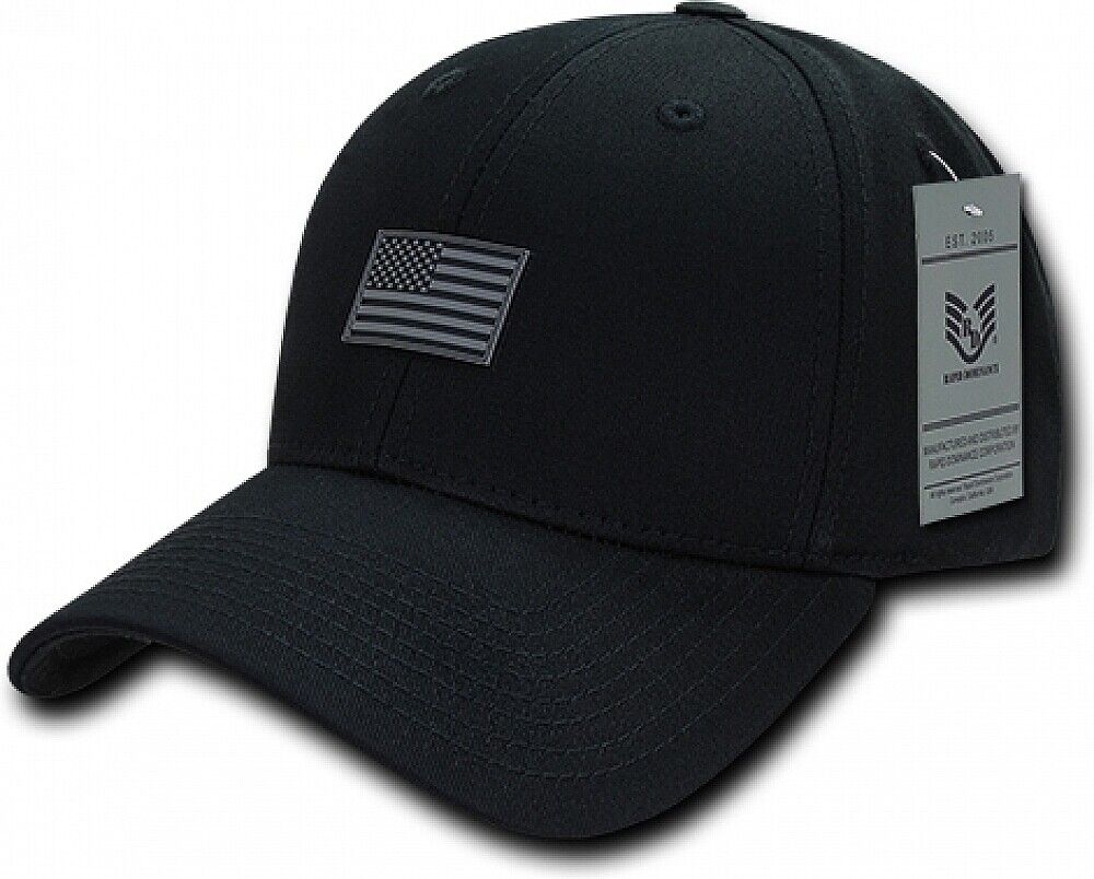 New U.S American Flag Hat Black Rubber Stamp Flag Baseball Cap United States