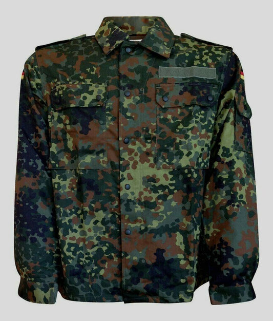 NEW GERMAN ARMY ISSUE FLECKTARN FLECK CAMOUFLAGE SHIRT/JACKET SIZE XL 48 REGULAR