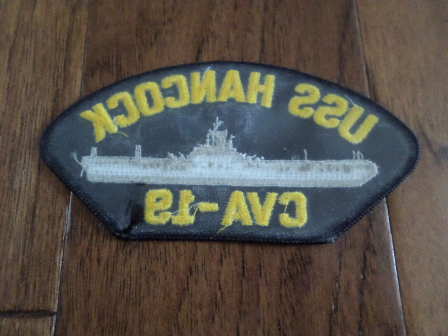 USS HANCOCK CVA-19 U.S NAVY CARRIER SHIP HAT PATCH U.S.A MADE HEAT TRANSFER