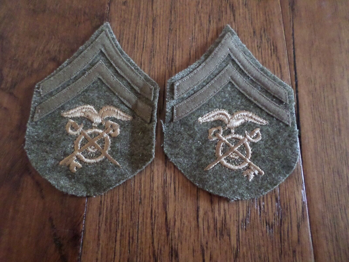 U.S MILITARY WWI CORPORAL PATCHES QUARTERMASTER 1 PAIR 2 PATCHES