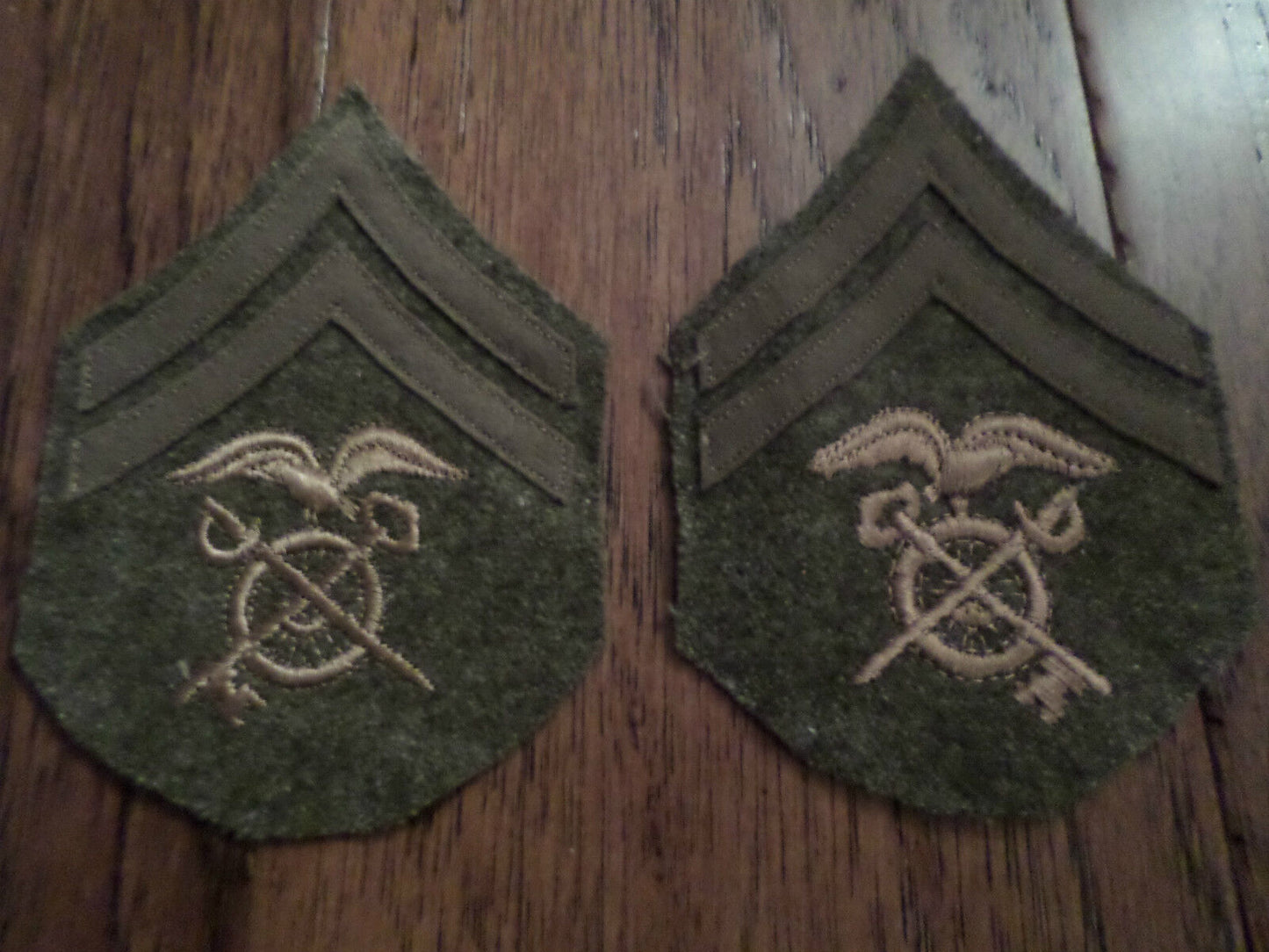 U.S MILITARY WWI CORPORAL PATCHES QUARTERMASTER 1 PAIR 2 PATCHES