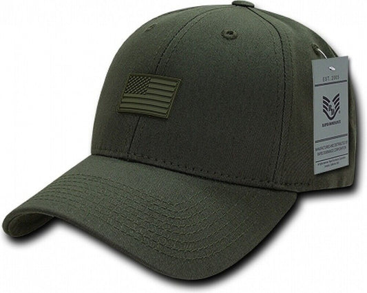 New U.S American Flag Hat OD Green Rubber Stamp Flag Baseball Cap United States