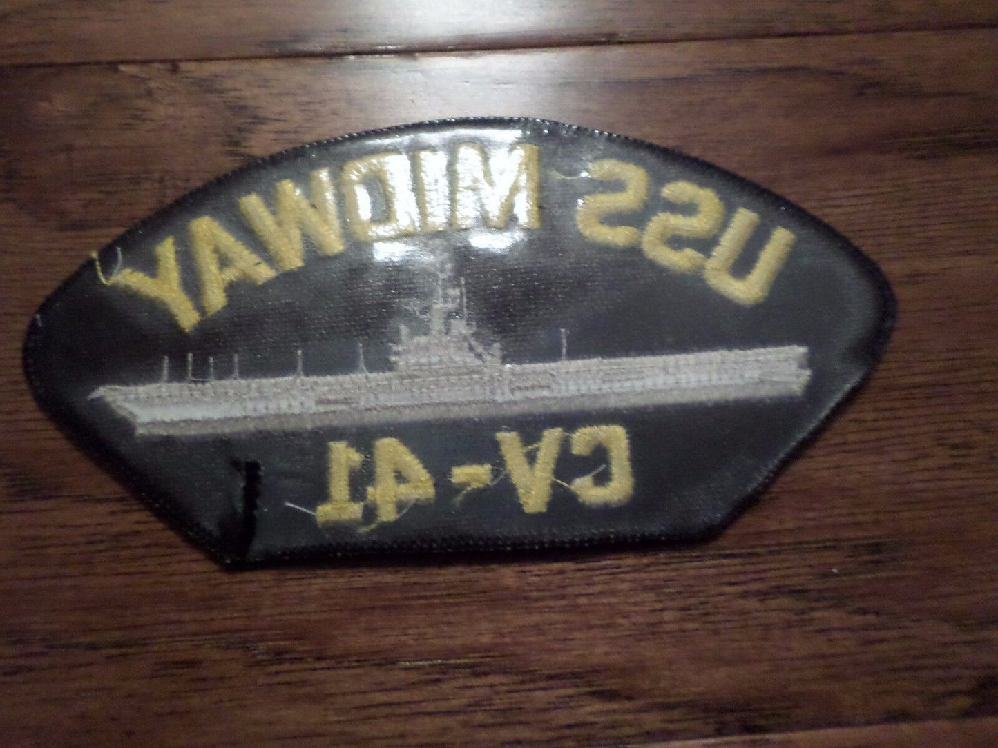 U.S NAVY SHIP HAT PATCH USS MIDWAY CV - 41 NAVY CARRIER USA MADE HEAT TRANSFER