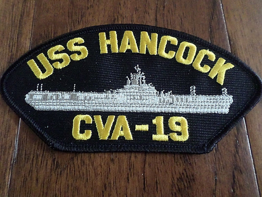 USS HANCOCK CVA-19 U.S NAVY CARRIER SHIP HAT PATCH U.S.A MADE HEAT TRANSFER