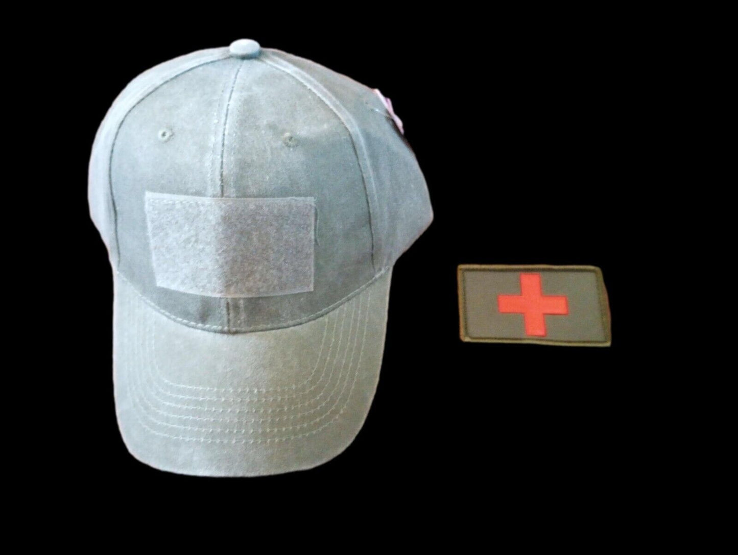 MEDIC RED CROSS MILITARY HAT OD GREEN MASH BASEBALL CAP H&L PATCH