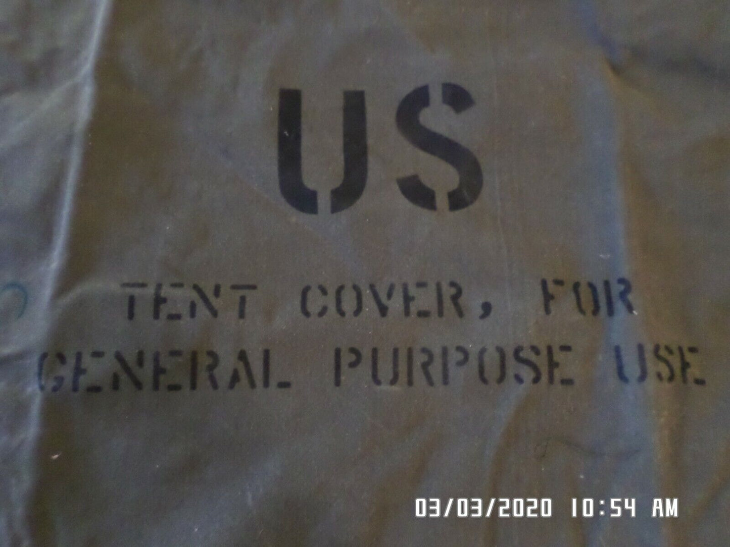 U.S ARMY CANVAS COVER GENERAL PURPOSE TENT COVER STORAGE TARP FLOOR MILITARY