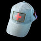 MEDIC RED CROSS MILITARY HAT OD GREEN MASH BASEBALL CAP H&L PATCH