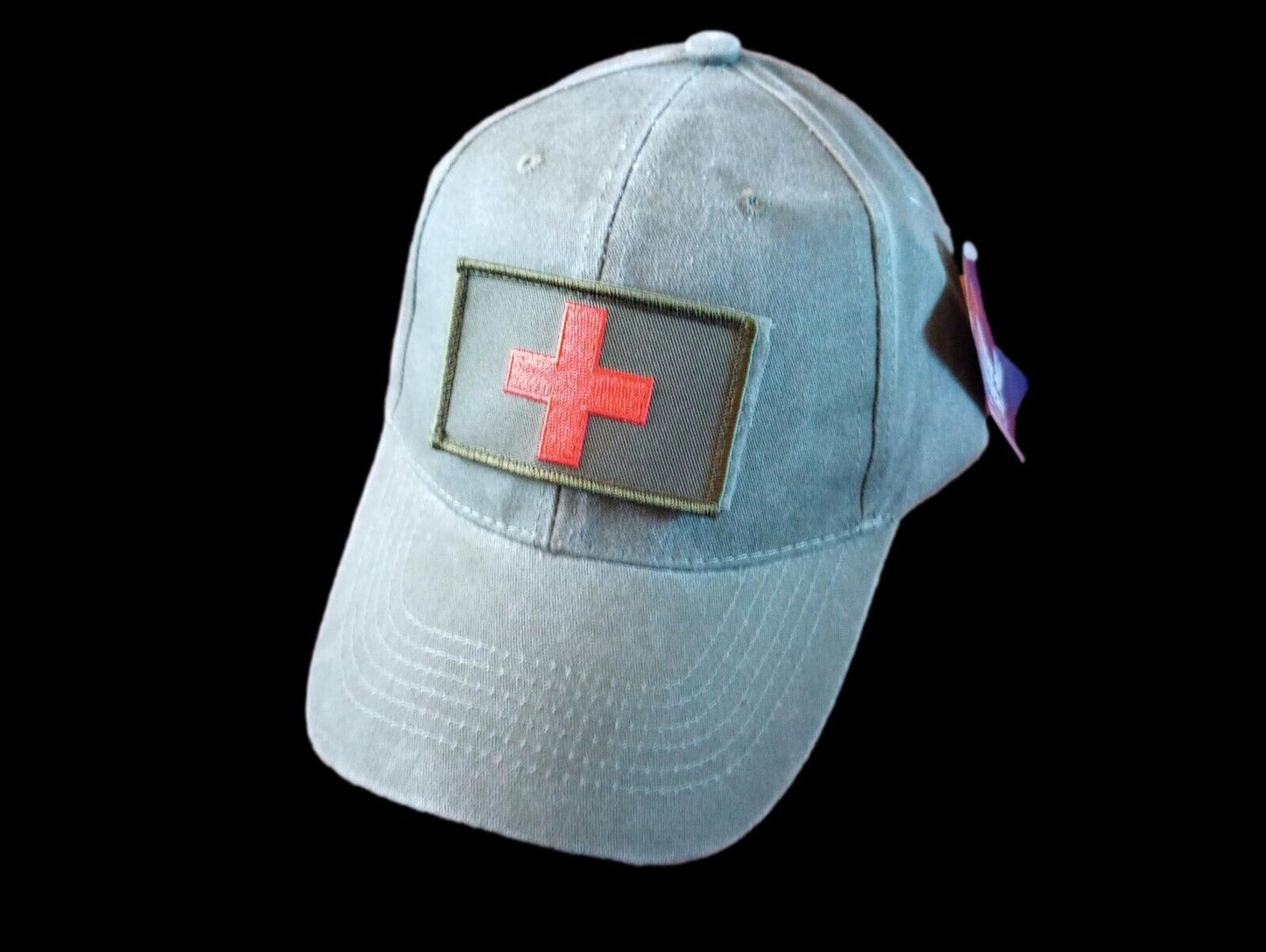 MEDIC RED CROSS MILITARY HAT OD GREEN MASH BASEBALL CAP H&L PATCH