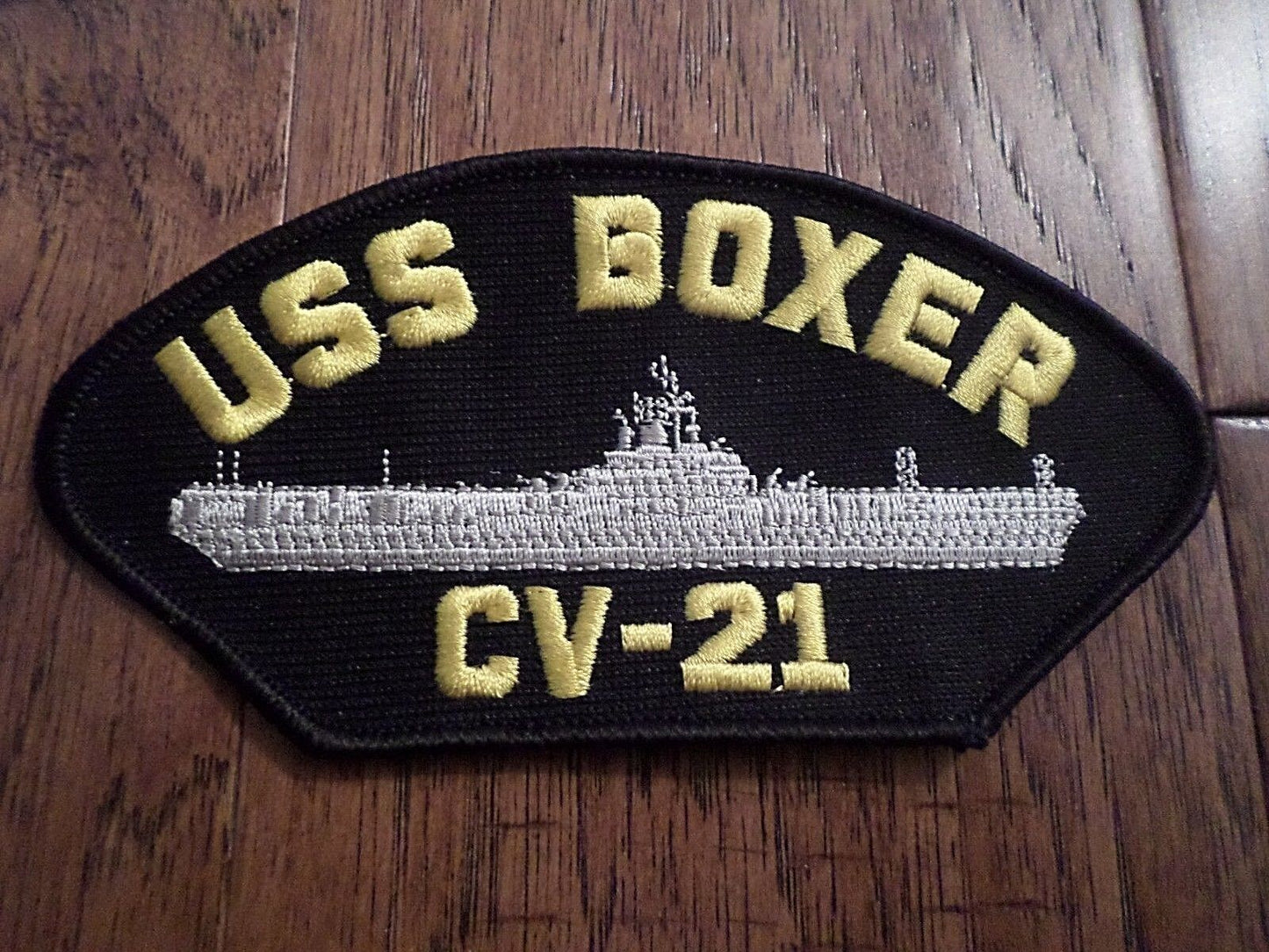 USS BOXER CV-21 U.S NAVY SHIP HAT PATCH CARRIER U.S.A MADE HEAT TRANSFER