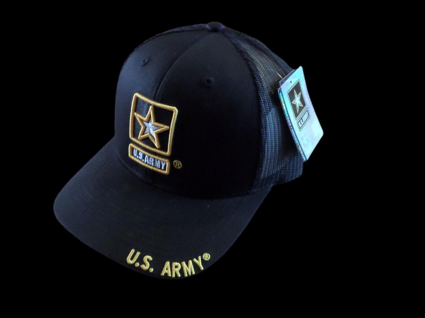 U.S Army Hat Cap Cotton Mesh Back Black Baseball Cap Army Star Logo