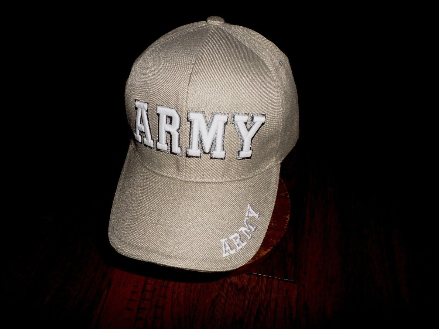 U.S ARMY KHAKI HAT CAP 3D ARMY ON FRONT ARMY EMBROIDERED ON BILL AND BACK