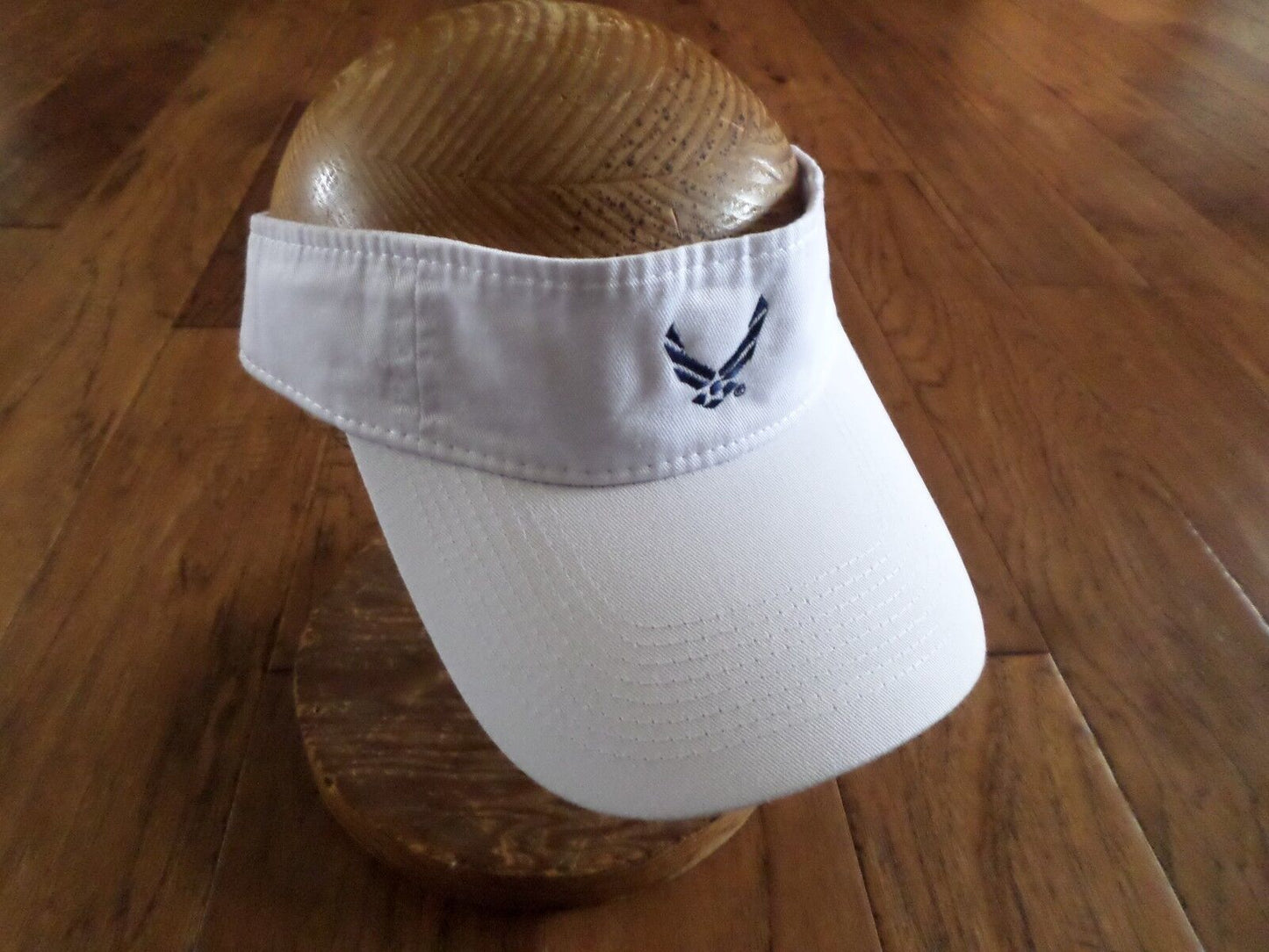 U.S AIR FORCE SUN VISOR CAP WHITE HAT WITH EMBROIDERED AIR FORCE WINGS LOGO