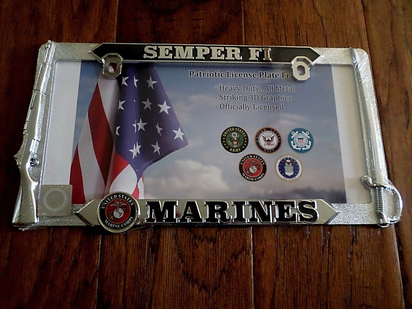 U.S MARINE CORPS SEMPER FI USMC HEAVY DUTY 3D METAL LICENSE PLATE FRAME