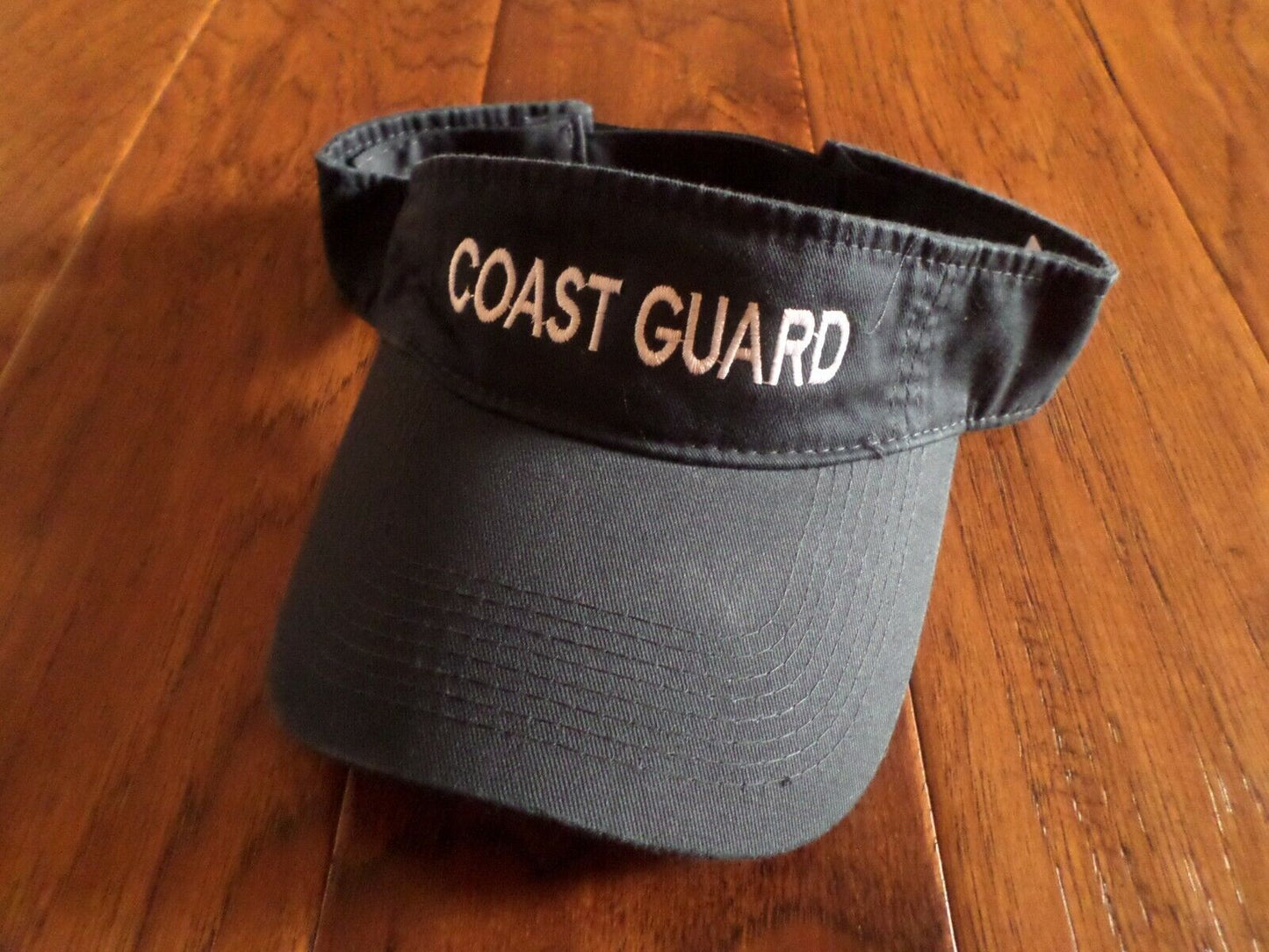 U.S COAST GUARD SUN VISOR CAP BLUE HAT WITH EMBROIDERED WHITE COAST GUARD