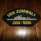 U.S NAVY SHIP HAT PATCH USS ZUMWALT DDG-1000 SHIP PATCH HEAT TRANSFER