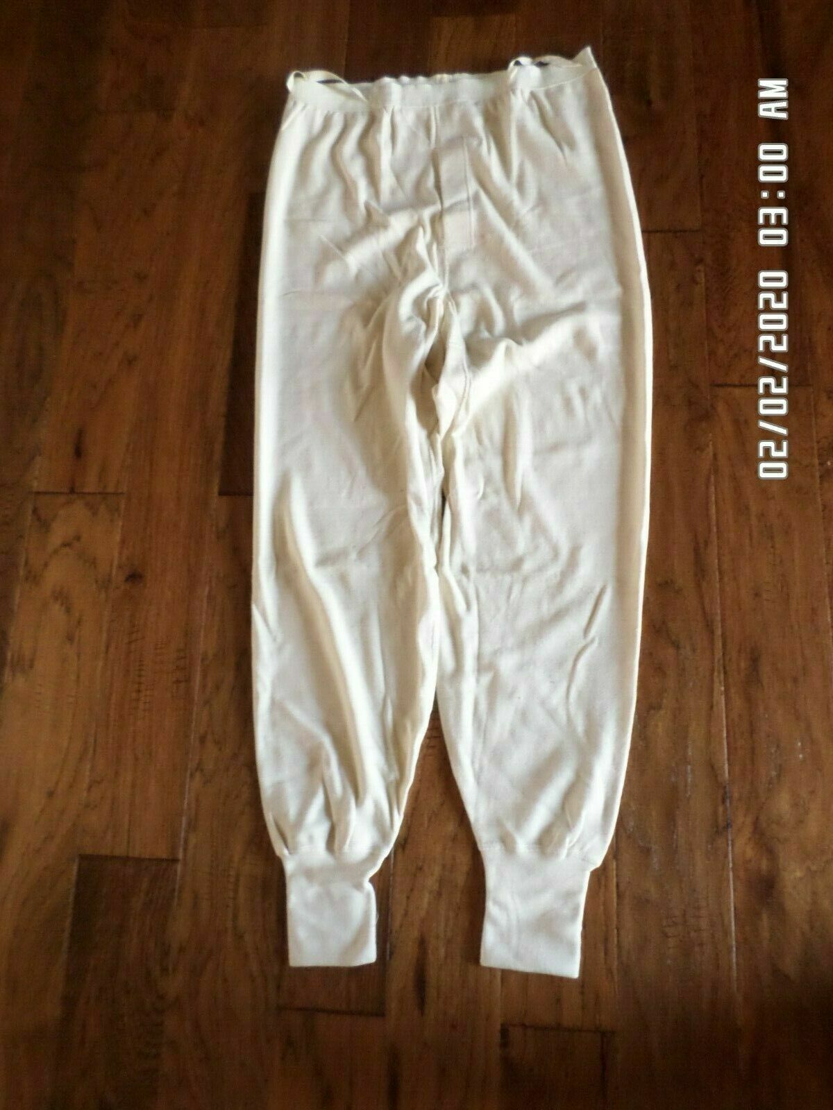 50s Vintage Military Winter Drawers Army Long Johns Military Issued  Underwear off White Size Medium. 