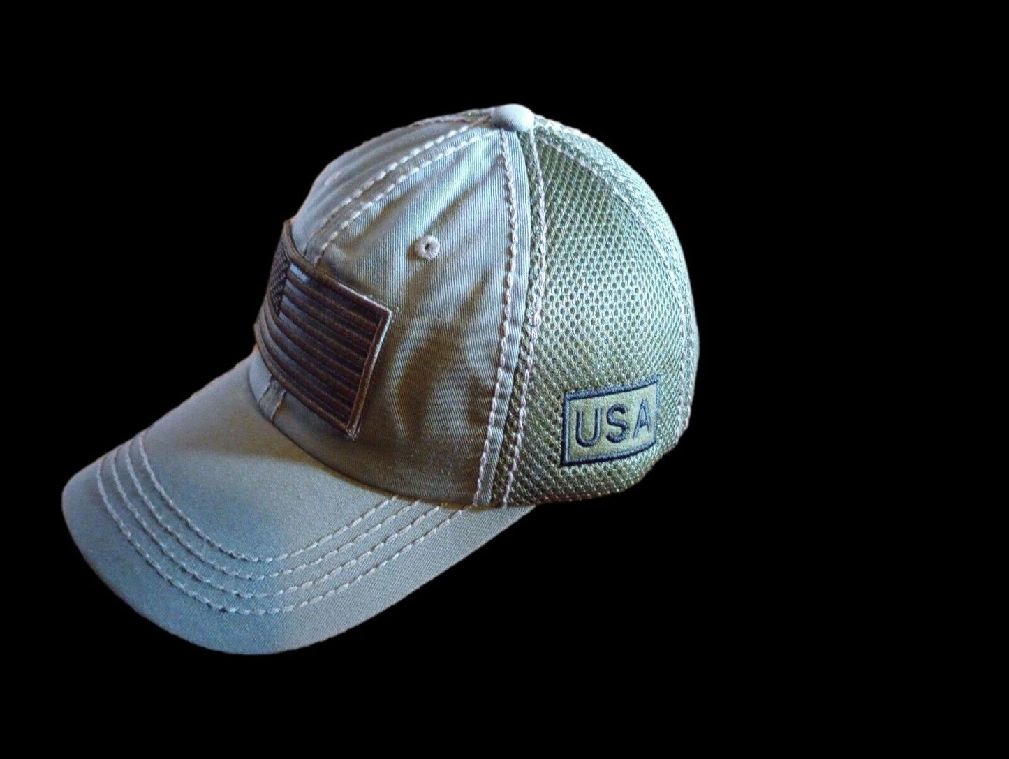 U.S American Flag Hat Cap Cotton Mesh Back OD Green Baseball Cap