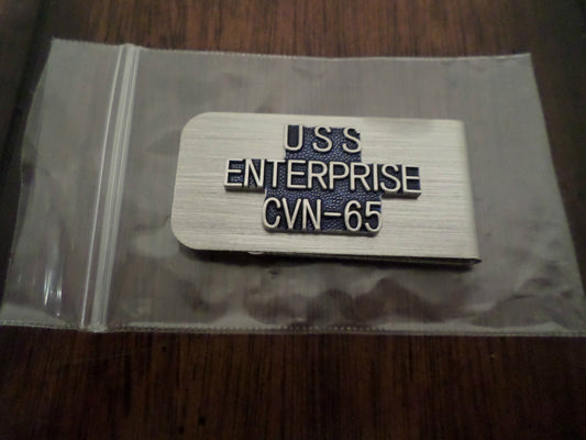 U.S MILITARY NAVY CARRIER U.S.S ENTERPRISE CVN-65 METAL MONEY CLIP U.S.A MADE