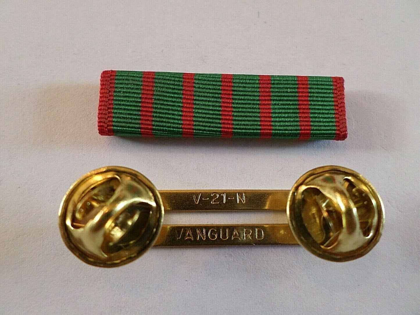 FRENCH CROIX DE GUERRE RIBBON WITH BRASS RIBBON HOLDER U.S MILITARY VETERAN