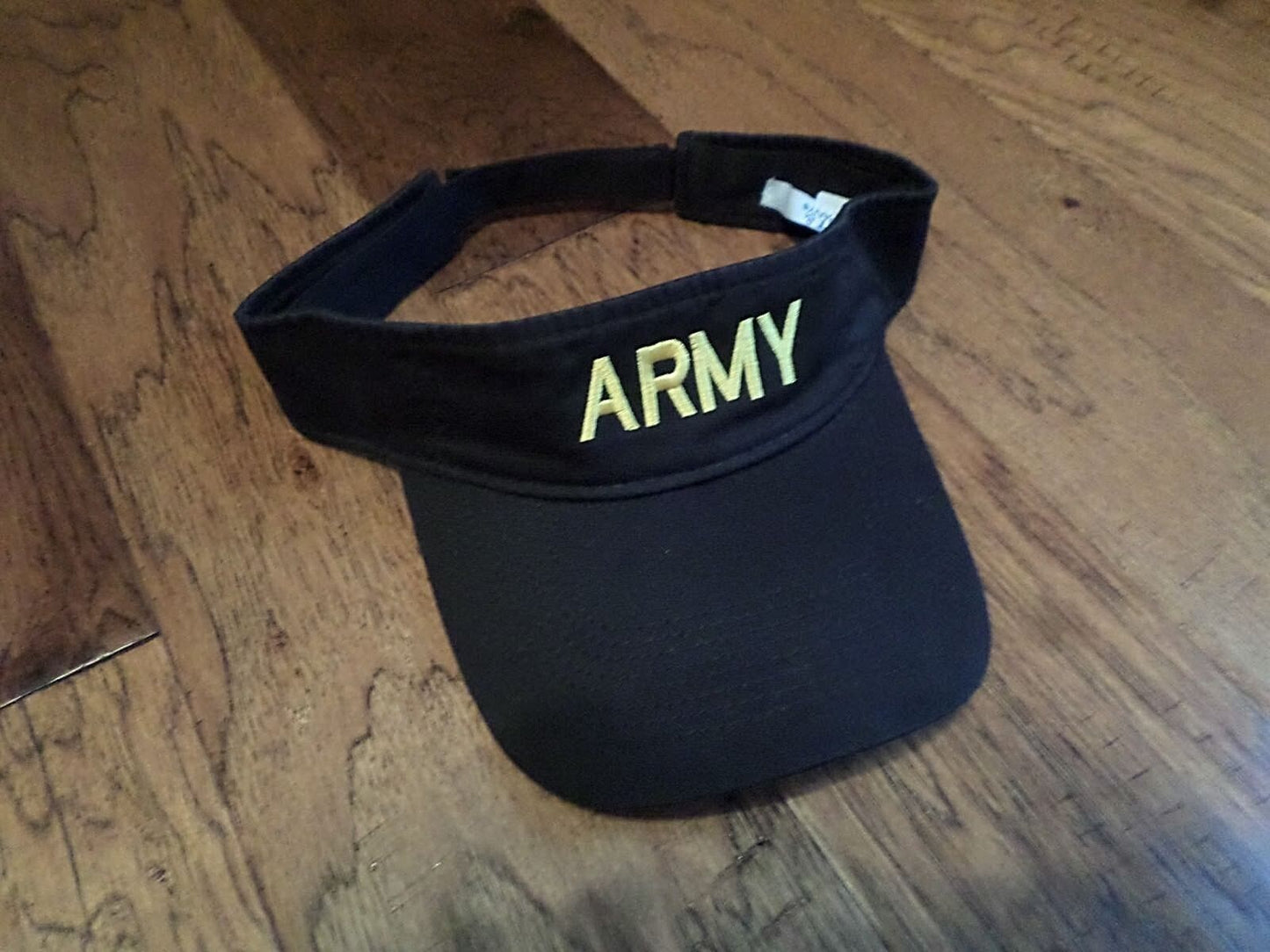 U.S  ARMY SUN VISOR CAP BLACK HAT WITH EMBROIDERED YELLOW ARMY