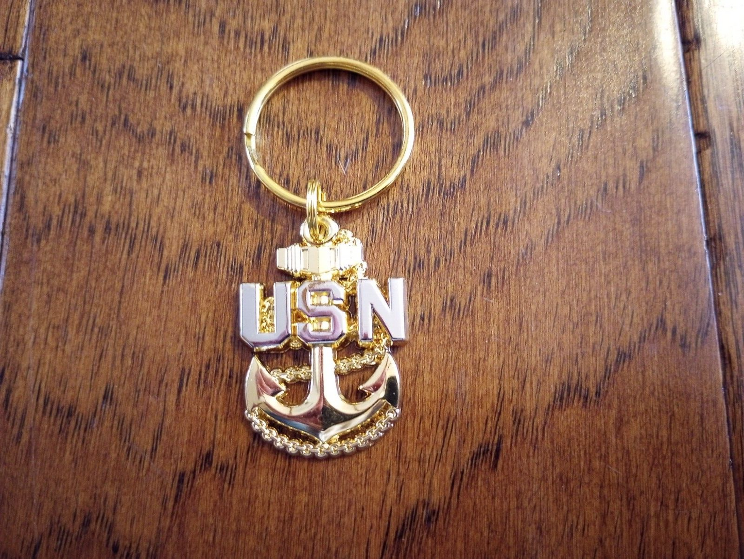 MILITARY NAVY METAL KEY CHAIN RING U.S NAVY CPO INSIGNIA CHIEF PETTY OFICER NEW