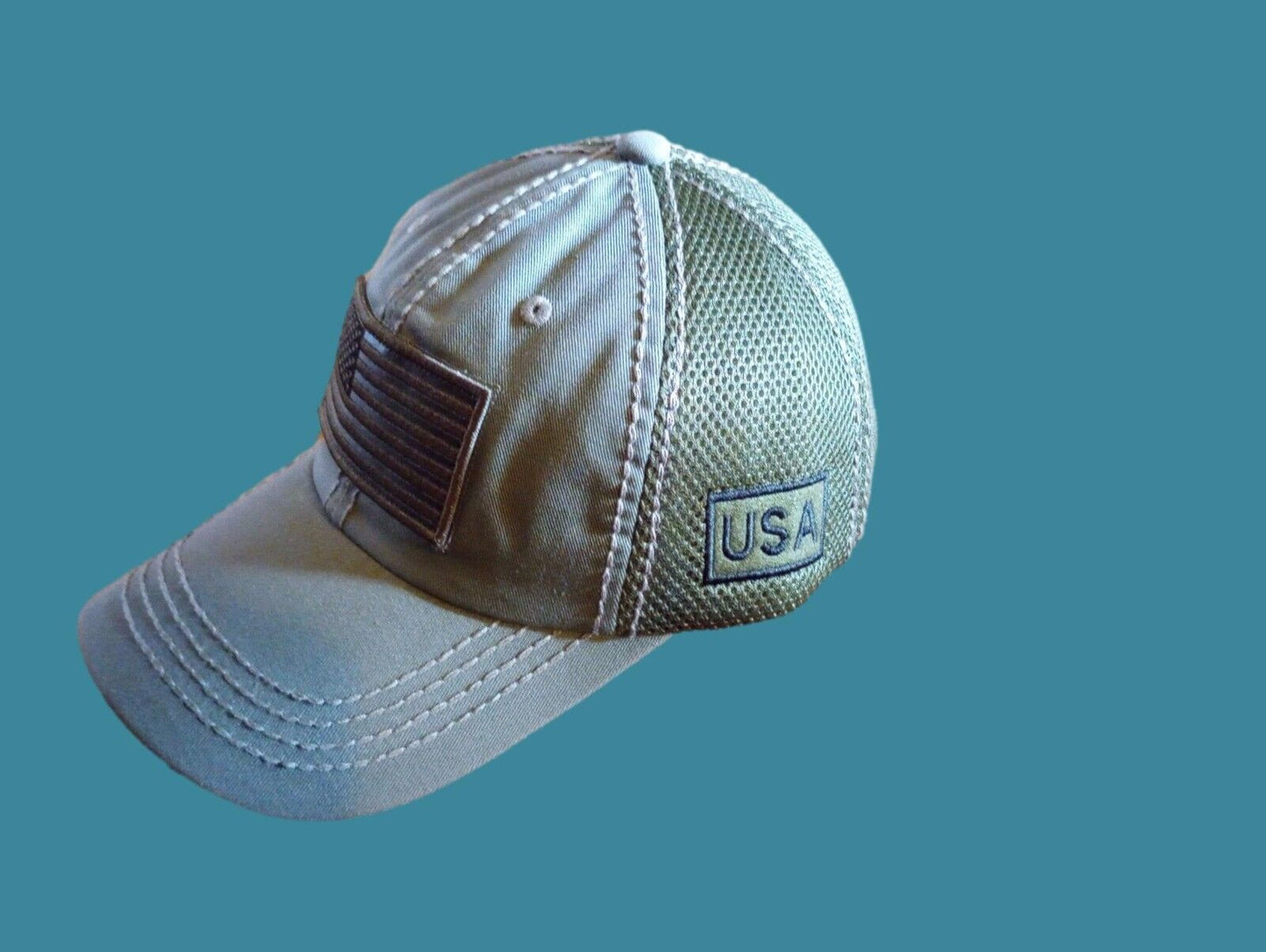 U.S American Flag Hat Cap Cotton Mesh Back OD Green Baseball Cap