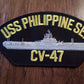 U.S NAVY SHIP HAT PATCH. USS PHILIPPINE SEA CV-47 U.S.A MADE HEAT TRANSFER