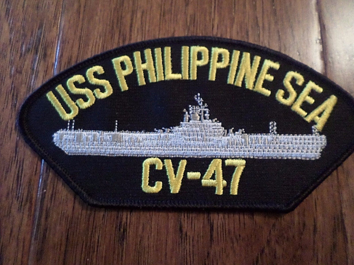 U.S NAVY SHIP HAT PATCH. USS PHILIPPINE SEA CV-47 U.S.A MADE HEAT TRANSFER