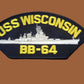 U.S NAVY SHIP HAT PATCH. USS WISCONSIN BB-64 SHIP PATCH USA MADE HEAT TRANSFER