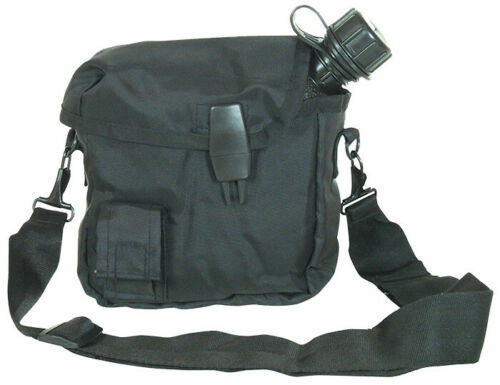 U.S MILITARY STYLE 2 QUART BLACK TACTICAL CANTEEN + COVER + STRAP NOS