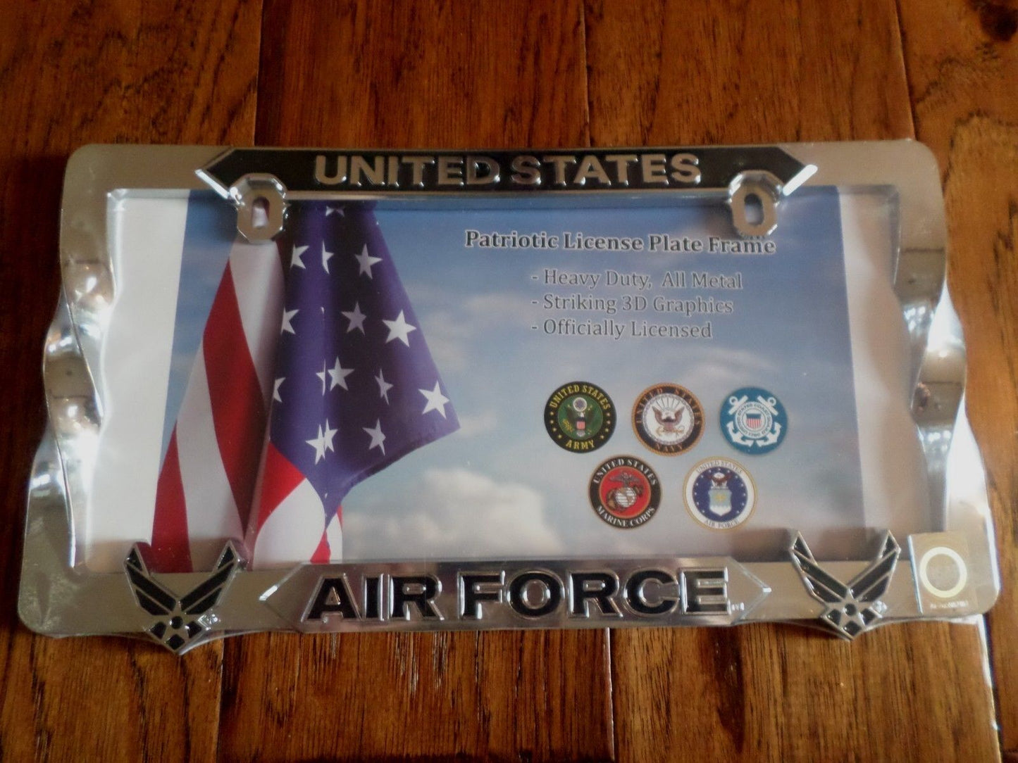 U.S AIR FORCE HEAVY DUTY 3D METAL LICENSE PLATE FRAME