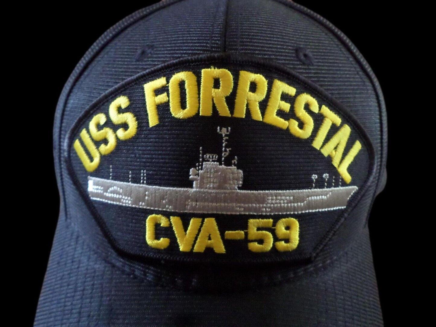 USS FORRESTAL CVA - 59 U.S NAVY SHIP HAT OFFICIAL MILITARY BALL CAP U.S.A MADE