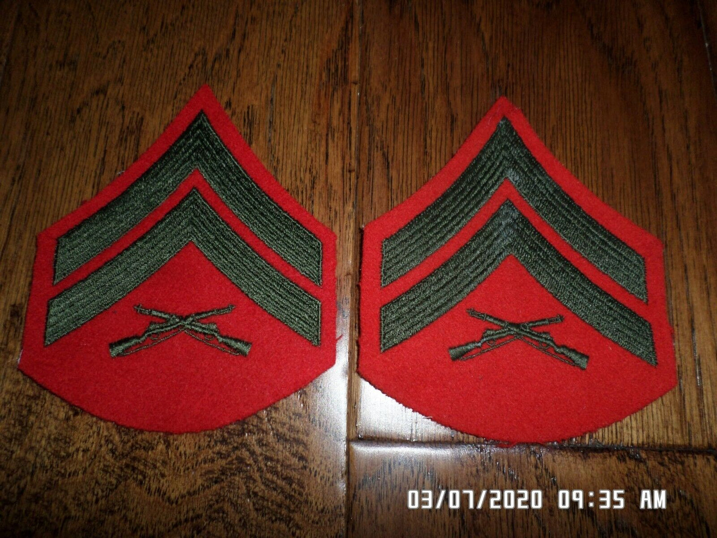 MARINE CORPS CORPORAL SHOULDER PATCHES ALPHA SERVICE DRESS UNIFORM CHEVRON