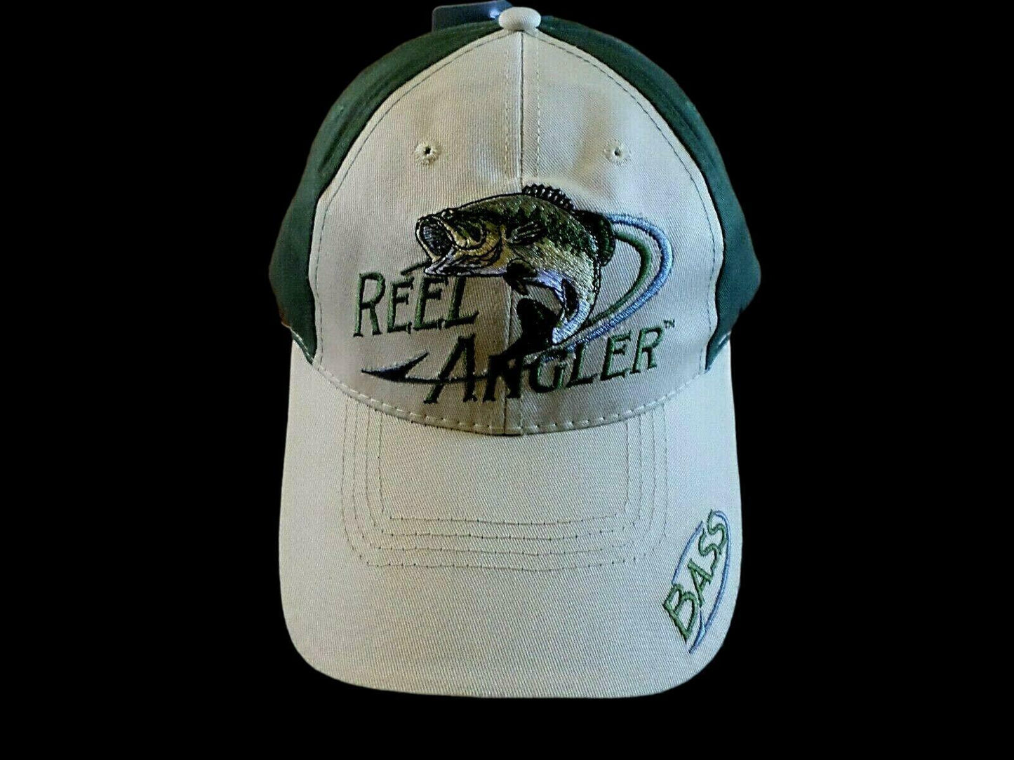 REEL ANGLER BASS FISHER 6 PANEL CAP EMBROIDERED FISHING HAT