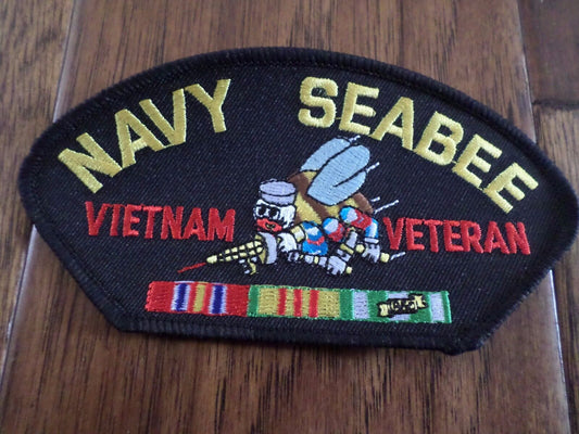 U.S MILITARY NAVY SEABEE VIETNAM VETERAN HAT PATCH  3" X 5"