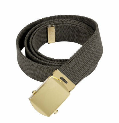 U.S MILITARY OD GREEN WEB TROUSER BELT WITH BUCKLE U.S.A MADE 44"- 54"