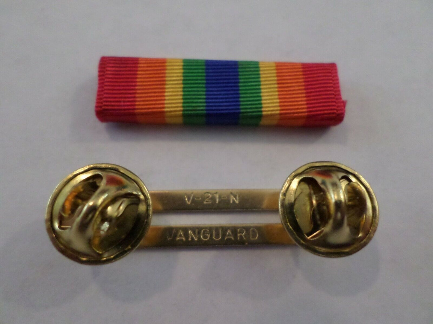 ARMY SERVICE RIBBON WITH BRASS RIBBON HOLDER US MILITARY ISSUE VETERAN