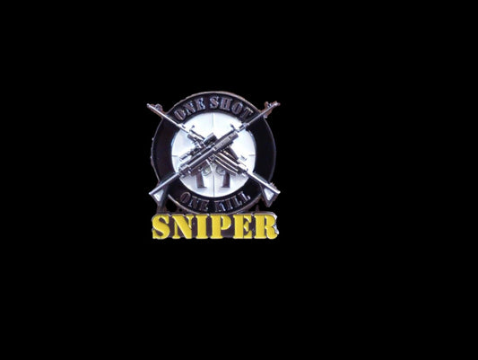 SNIPER ONE SHOT ONE KILL HAT PIN LAPEL PIN DOUBLE POST CLUTCH BACK