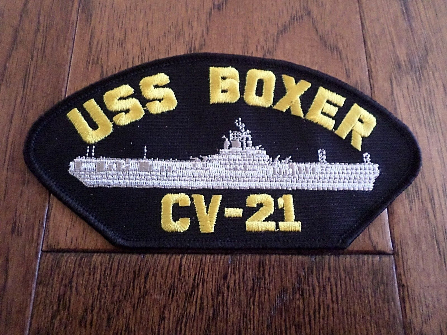 USS BOXER CV-21 U.S NAVY SHIP HAT PATCH CARRIER U.S.A MADE HEAT TRANSFER