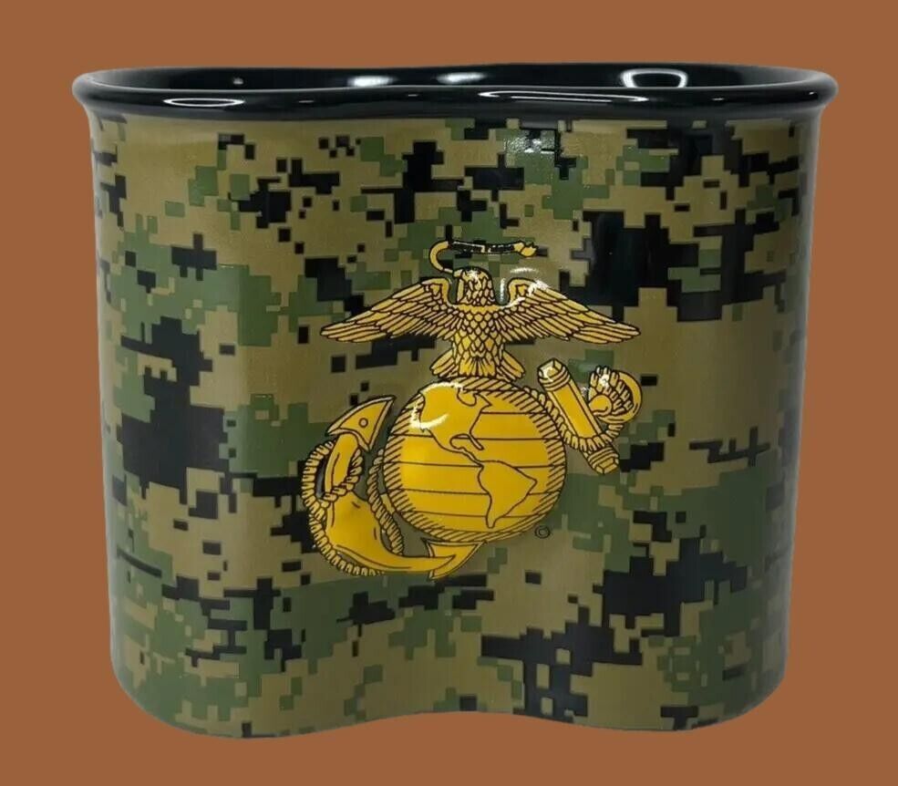 Marine Corps Canteen Cup Coffee Mug Ceramic Digital Woodland Camo USMC EGA