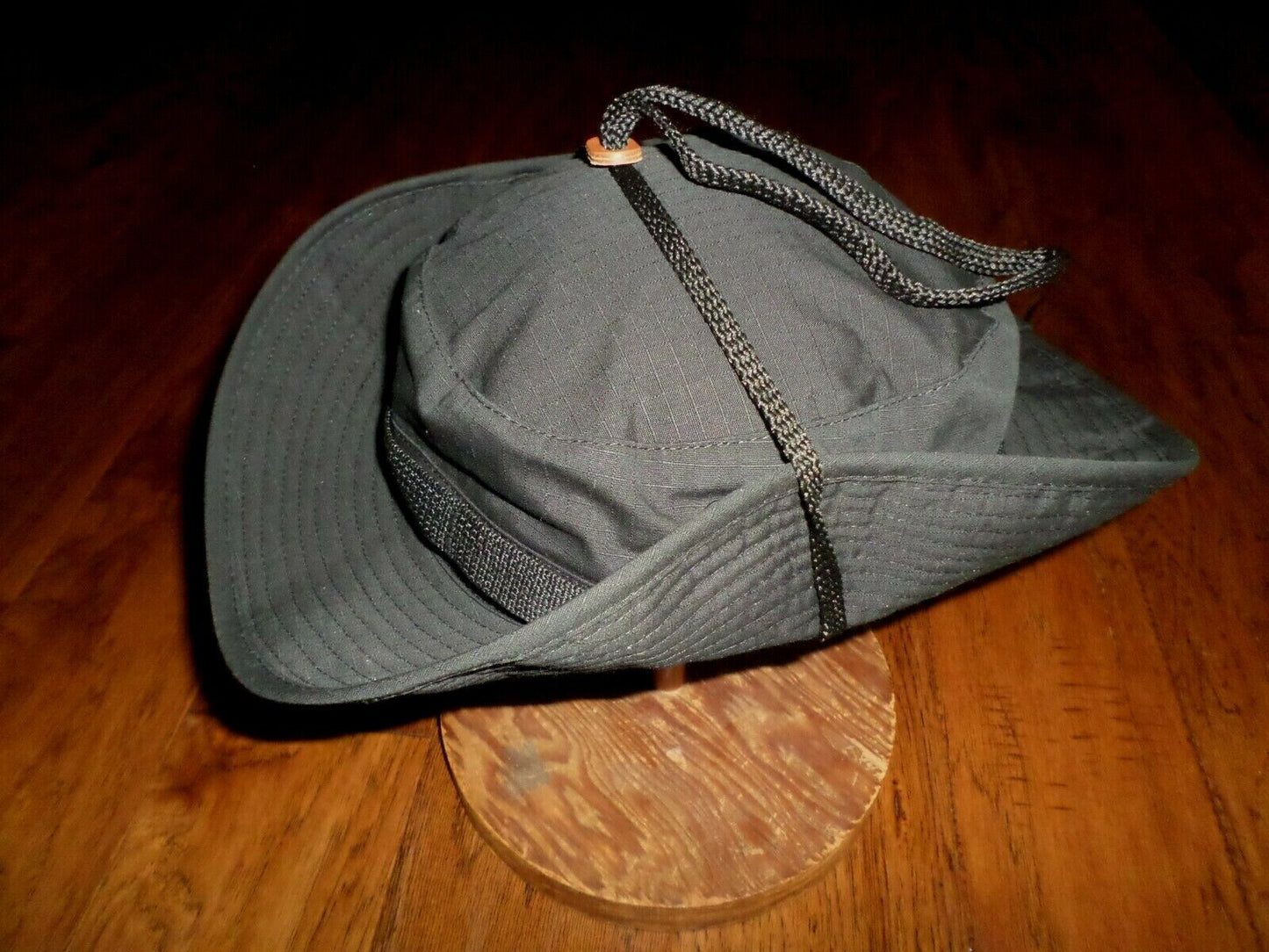 BLACK TACTICAL WIDE BRIM BOONIE HAT 100% RIPSTOP TYPE II HOT WEATHER