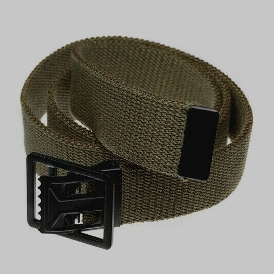 US MILITARY GRADE OD GREEN WEB BELT WITH BLACK BUCKLE 54" INCHES USA MADE