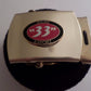 U.S MILITARY BLACK WEB BELT WITH BIERE 33 EXPORT BRASS BUCKLE U.S.A MADE