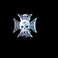 IRON CROSS HAT PIN LAPEL DOUBLE POST PIN SKULL & LIGHTNING